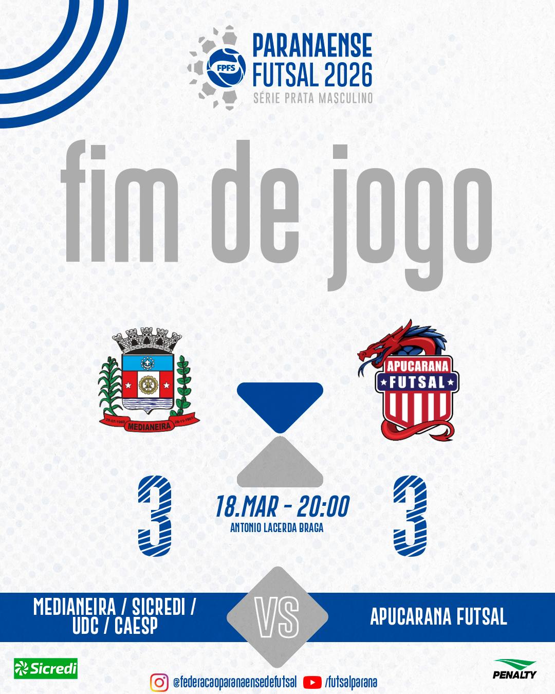 Medianeira Futsal empata na estreia em casa e busca recuperação fora pela Série Prata