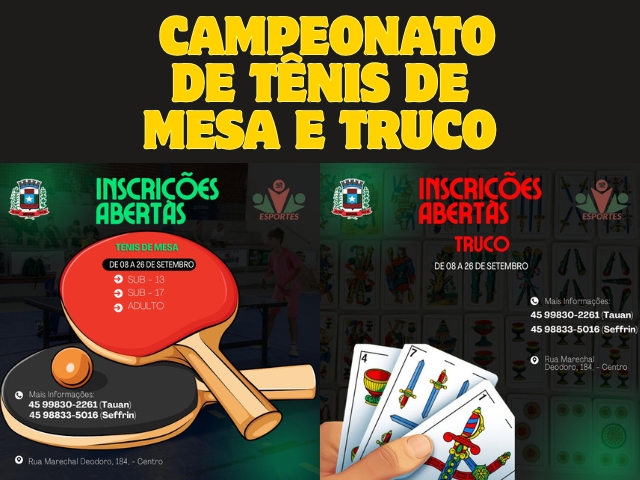 Departamento de Esportes de Missal prepara Campeonato de Tênis de Mesa e Truco