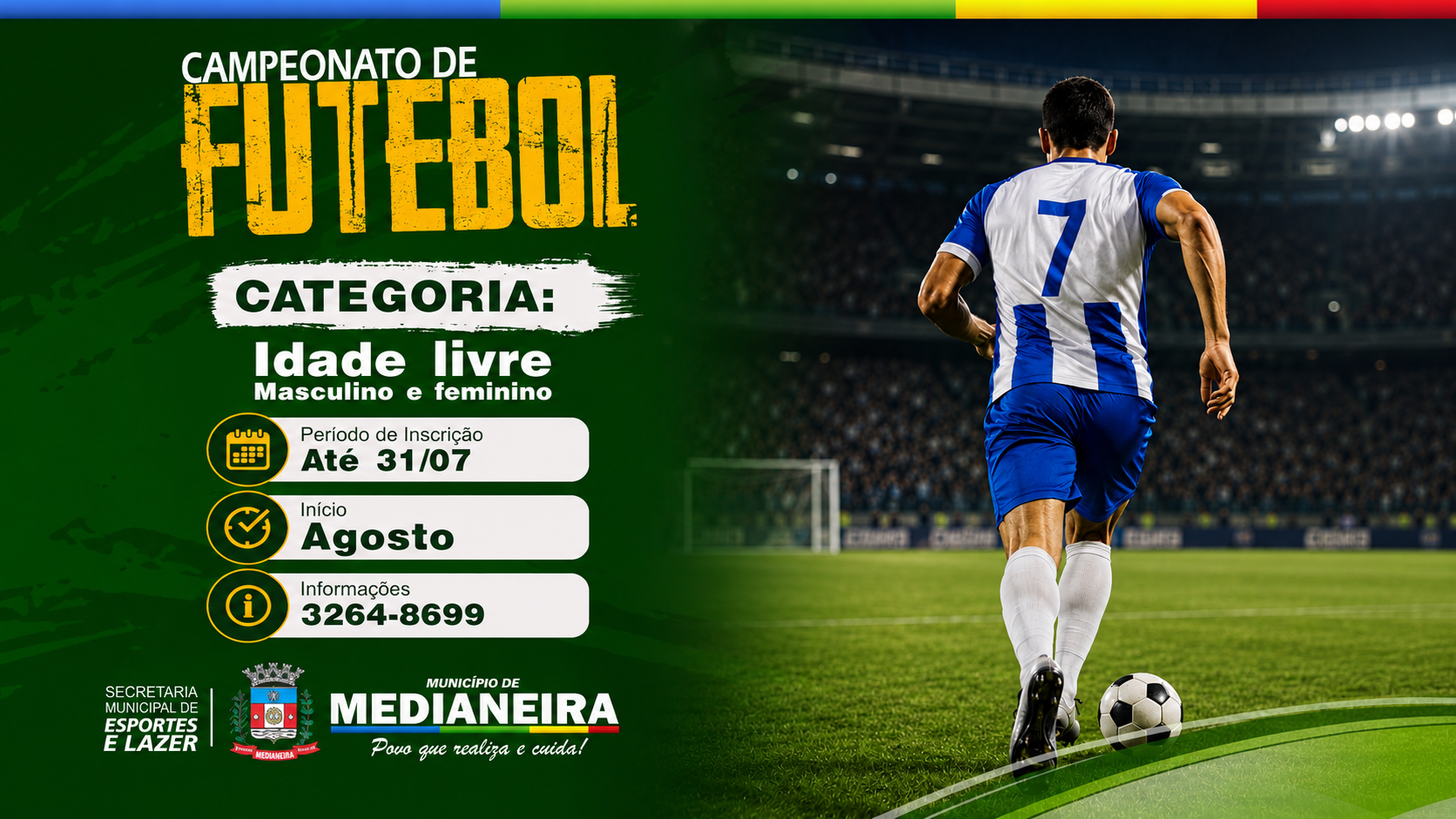Abertas as inscrições para o Campeonato Municipal de Futebol Amador 2026
