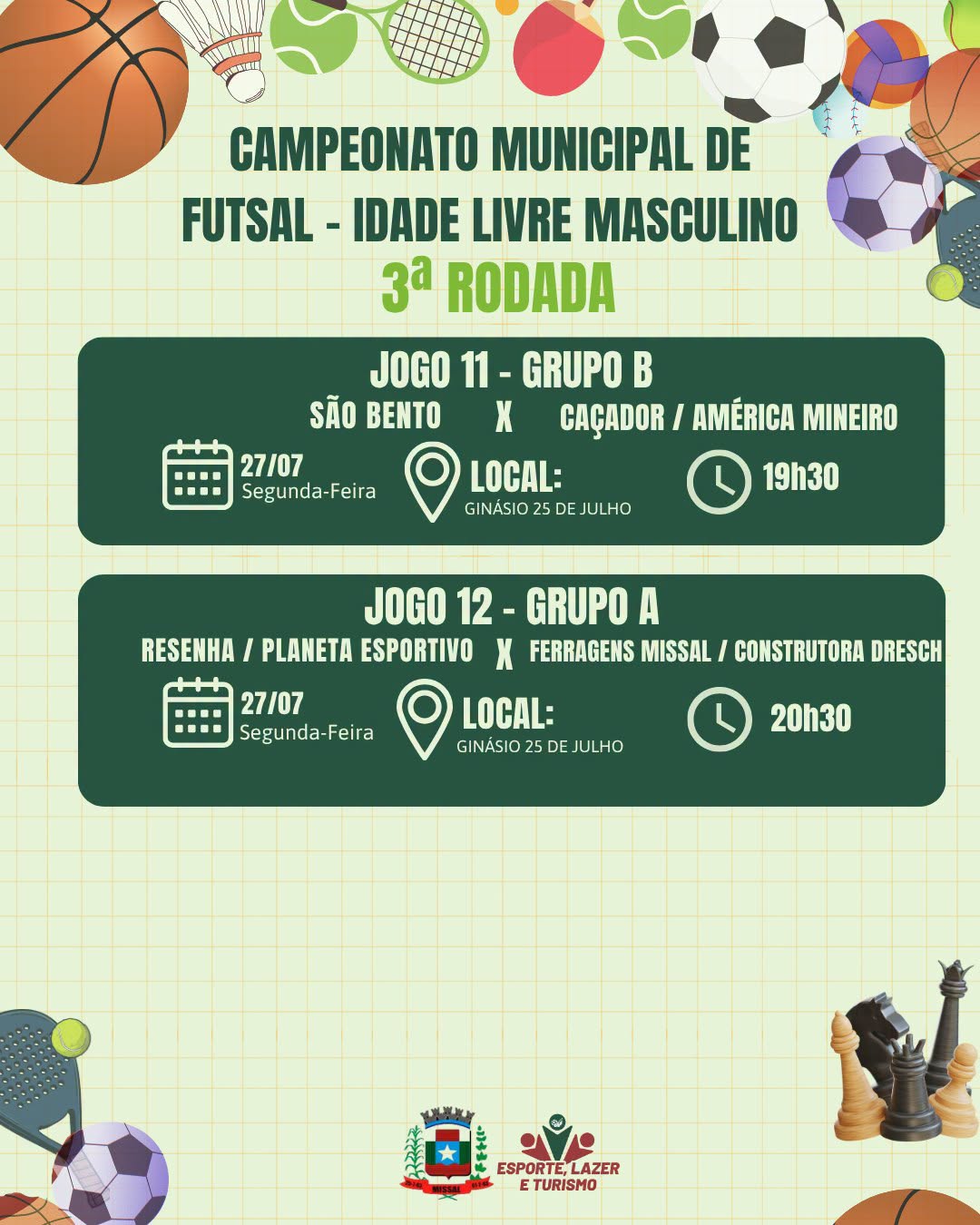 JOGOS DA 3ª RODADA DO FUTSAL - COMPLEMENTO