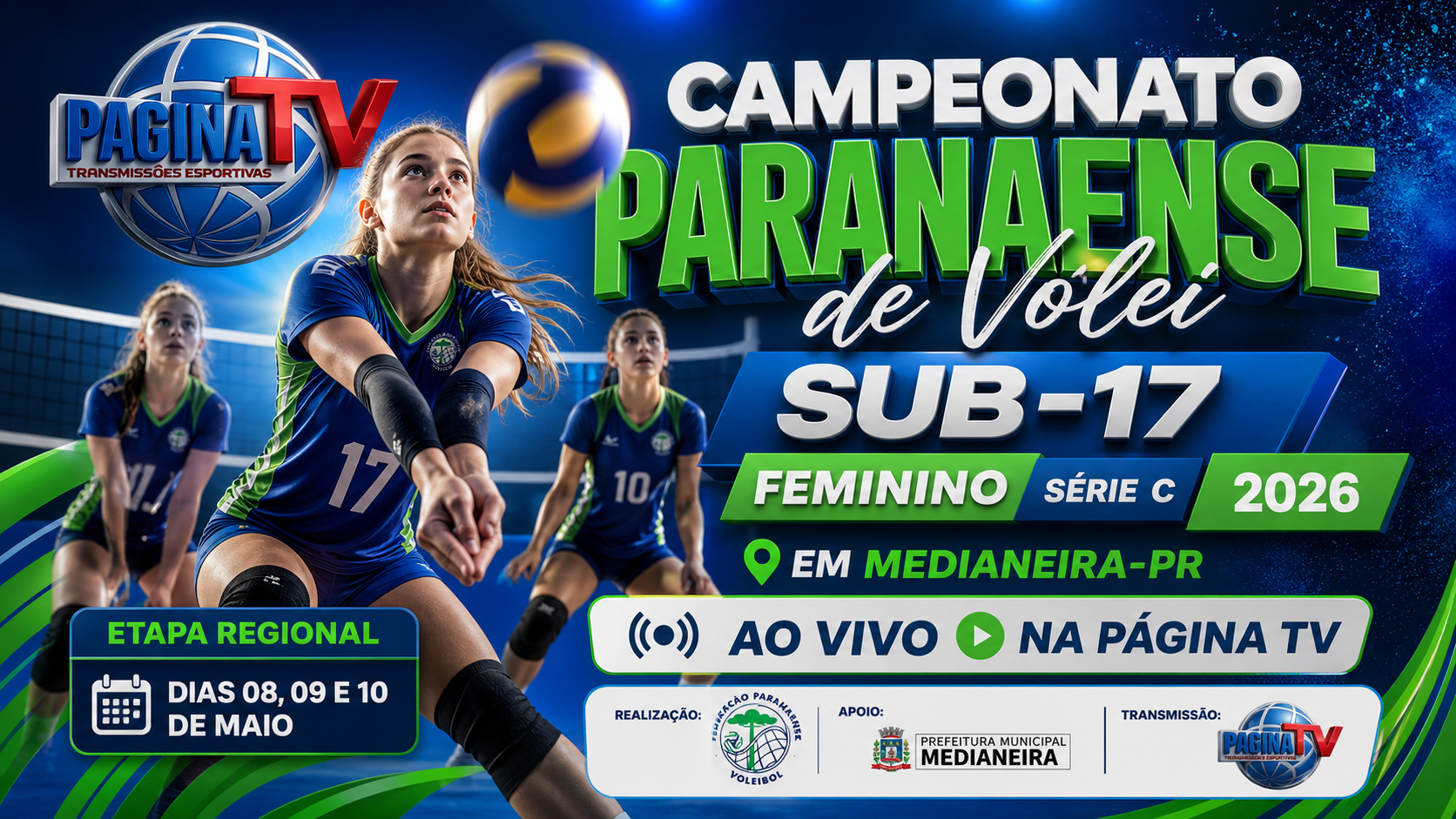 Medianeira recebe etapa regional do Paranaense Sub-17 de Vôlei com transmissão inédita