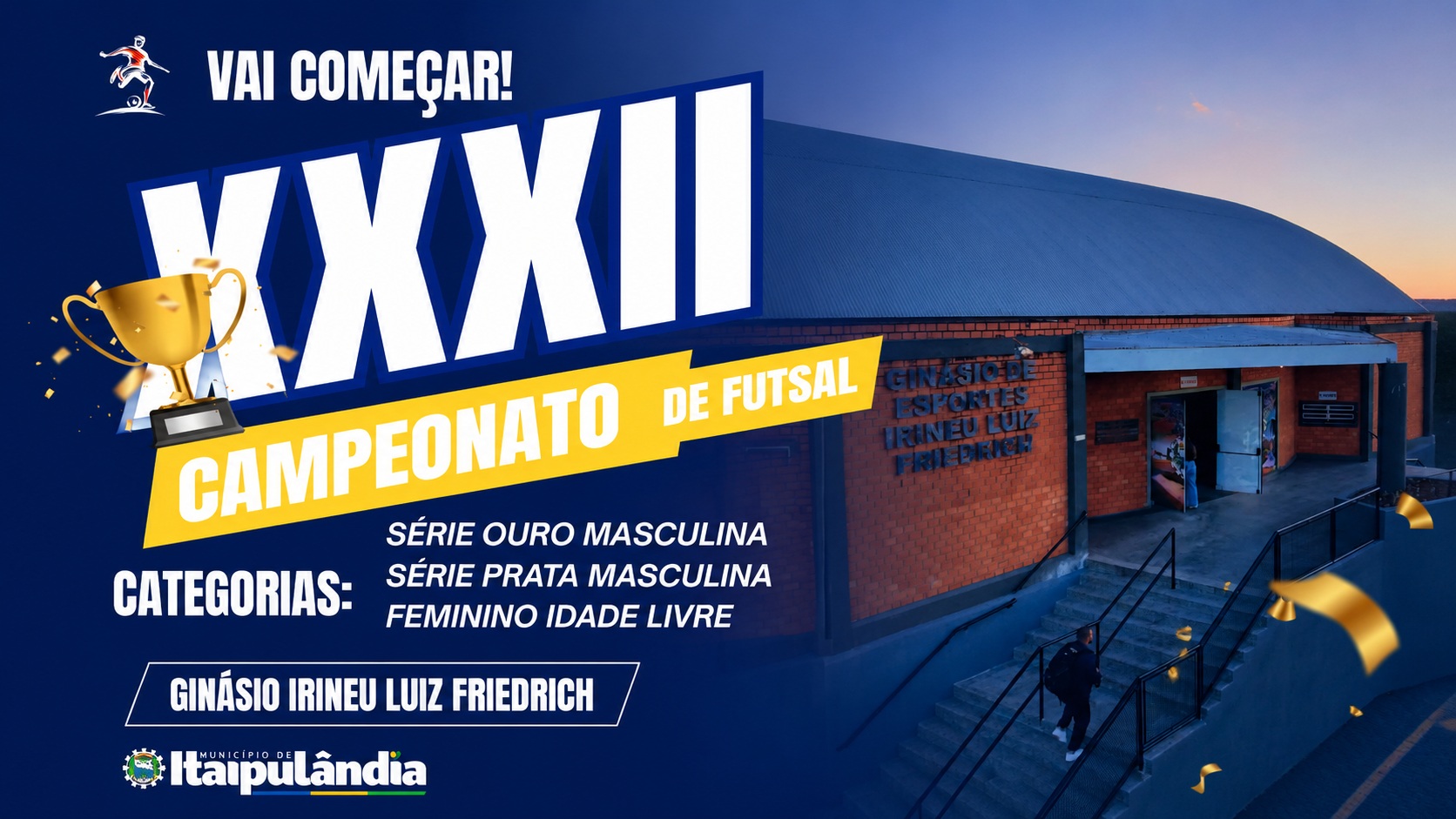 Campeonato Municipal de Futsal de Itaipulândia começa nesta terça com transmissão ao vivo da Página TV