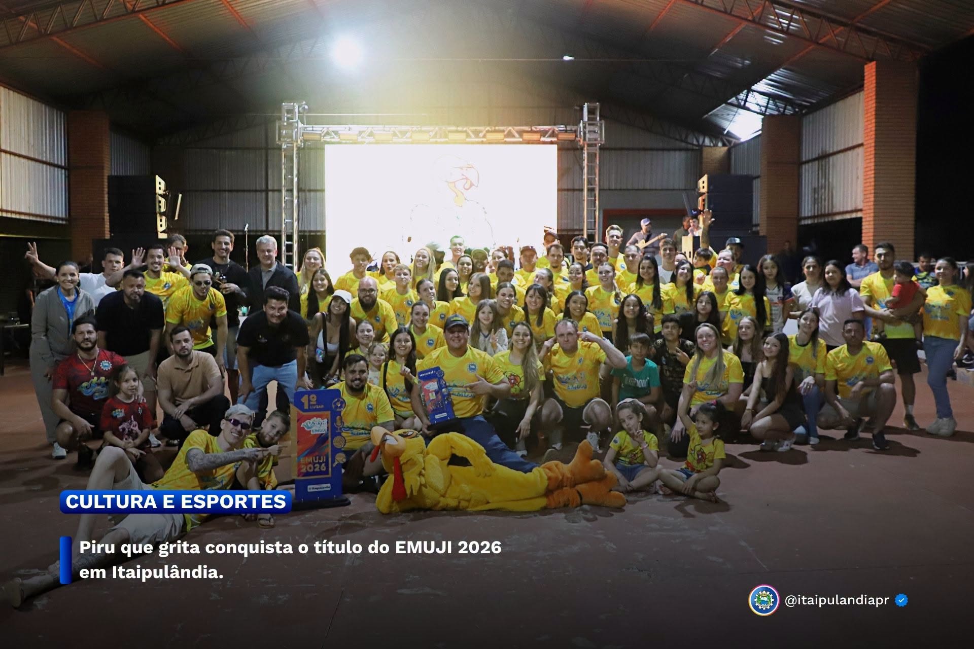Piru que grita conquista o título do EMUJI 2026 em Itaipulândia.